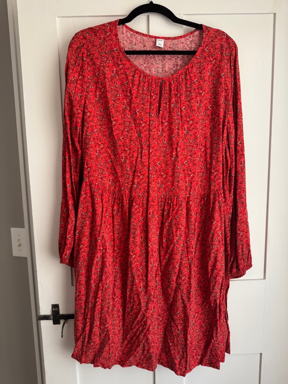 Old Navy Red Floral Long Sleeve Tiered Dress